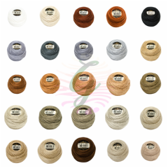 DMC 8 No Koton Perle Kahve-Gri-Beyaz Renkleri