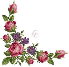 Köşe Gül Desenli Şablon-20011601