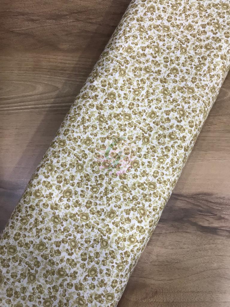 Çiçekli 3 Poplin Kumaşlar Kapiçino