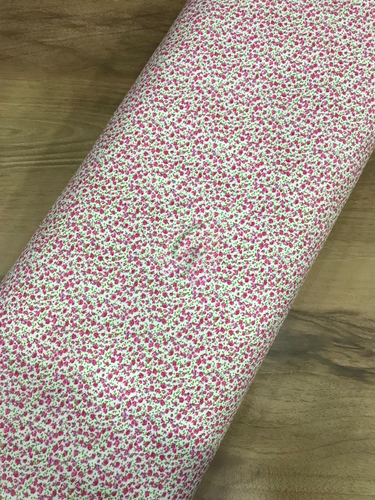 Çiçekli 3 Poplin Kumaşlar Küçük Çiçekli Pembe