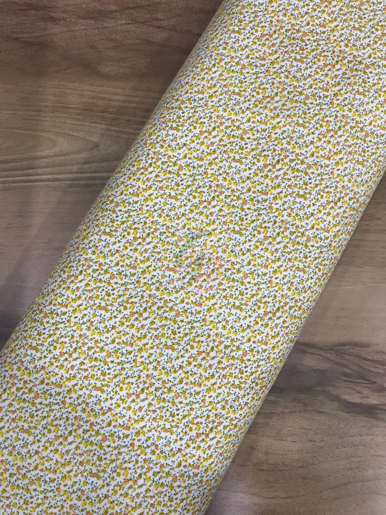 Çiçekli 3 Poplin Kumaşlar Küçük Çiçekli Sarı