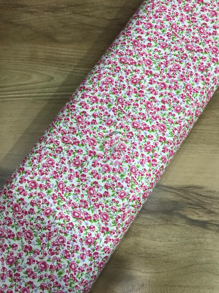 Çiçekli 3 Poplin Kumaşlar Pembe