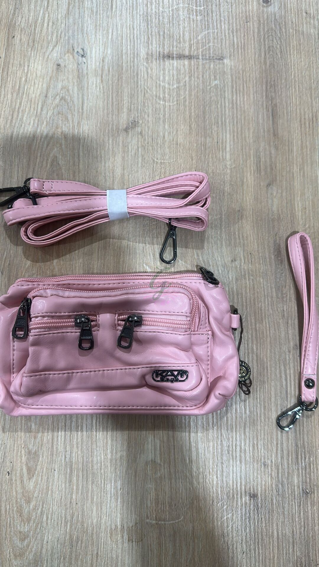 %100 Yıkanmış Deri Cüzdan-Çanta Pudra