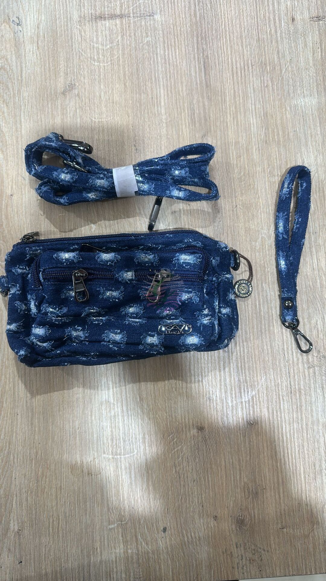 %100 Yıkanmış Deri Cüzdan-Çanta Kot Mavisi