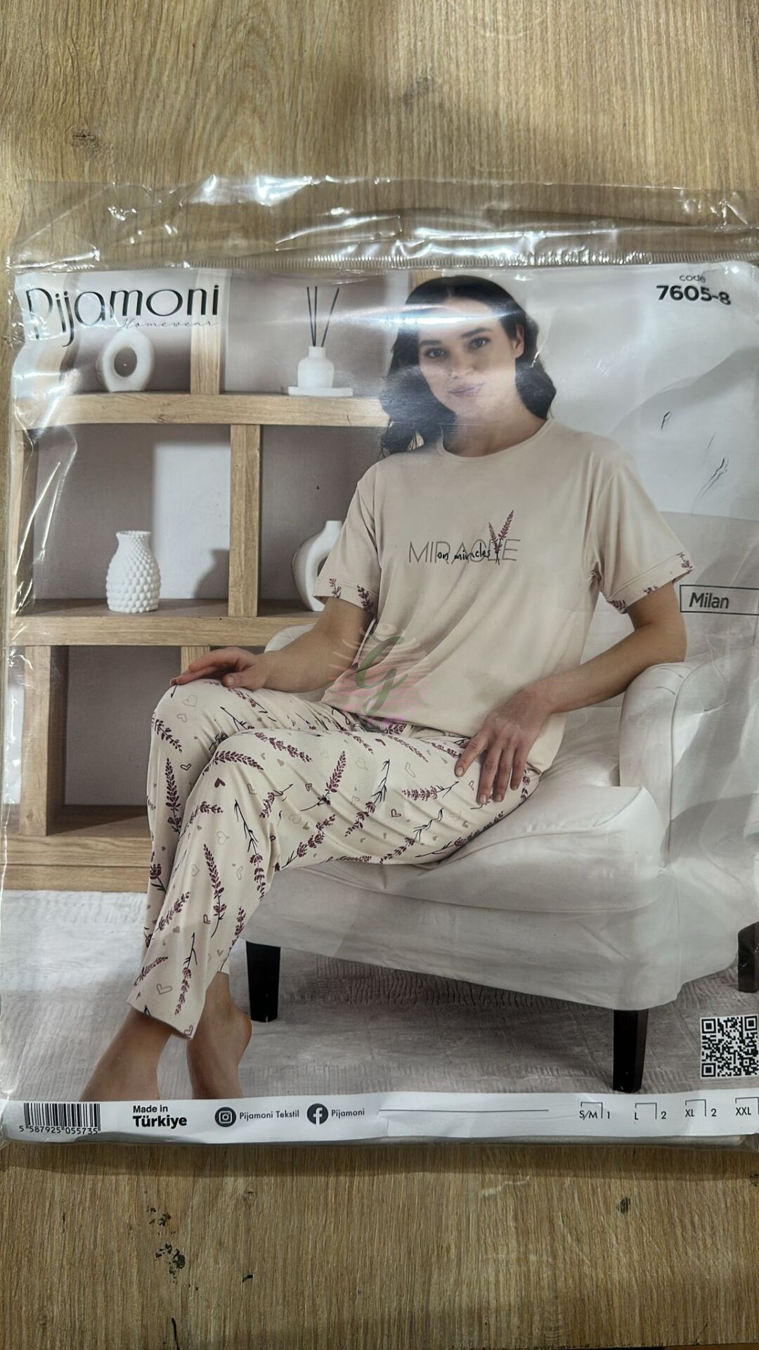 L Beden Bayan Pijama Takımı Milan 7605-8