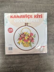 Kanaviçe Kiti 19Cm Çapında no1 çiçek sepeti