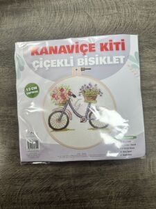 Kanaviçe Kiti 19Cm Çapında no2 çiçekli bisiklet