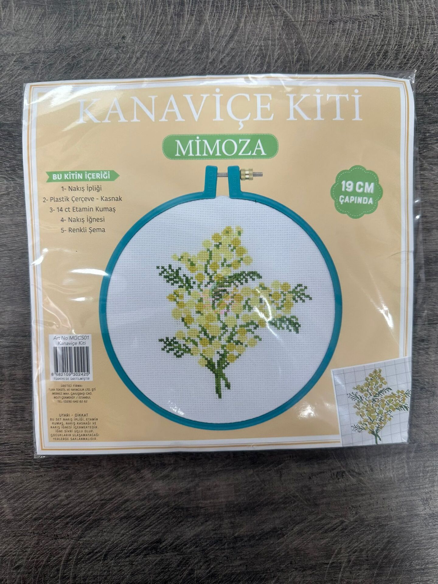Kanaviçe Kiti 19Cm Çapında no3 mimoza