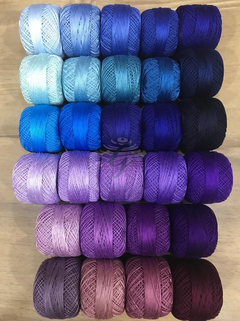 Dmc-Anchor 12 No Cotton Perle Mor,Mavi Tonları