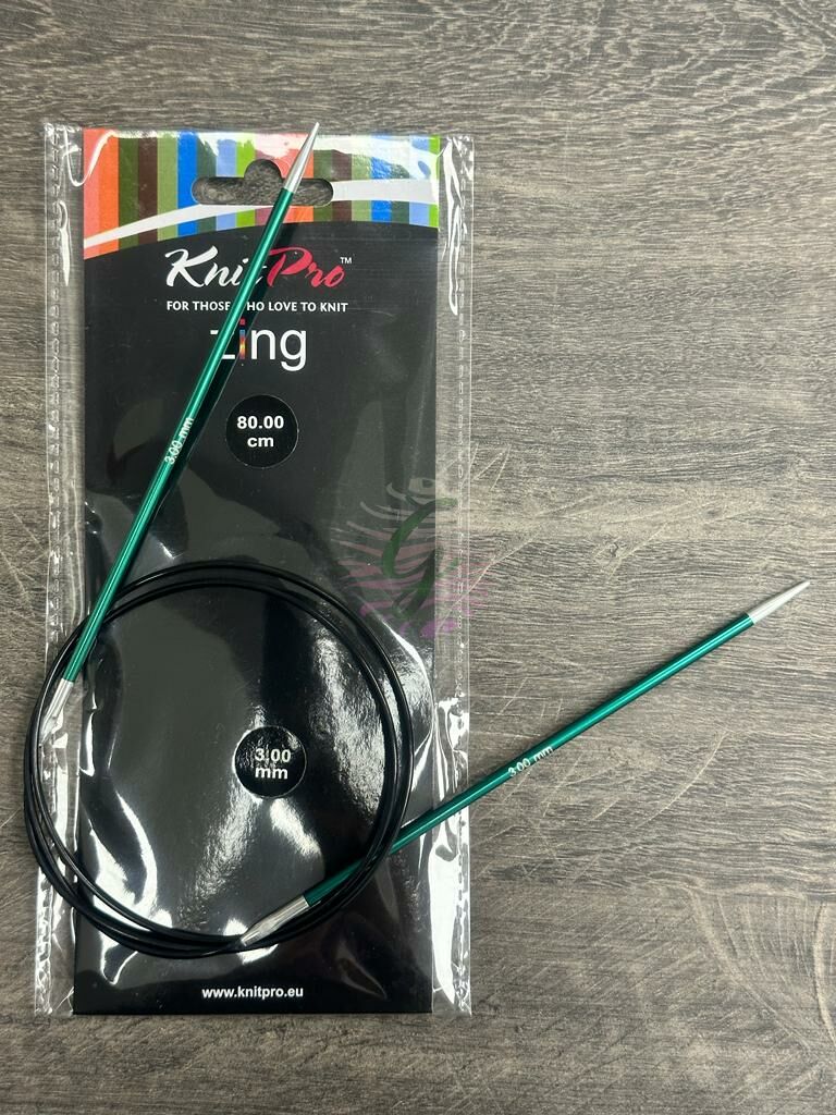 KnitPro Ferri circolari in Carbonio 80 cm, 3,00 mm Carbonz: perni fissi: 80 cm x 3 mm, Ottone, Black, 80cm x 3.00mm