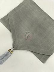 Uçları Taşlı Püsküllü  Üçgen Etamin Runner Gri