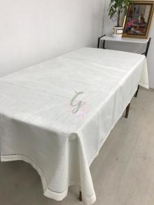 8 Kişilik Ajurlu Linen Masa Örtüsü