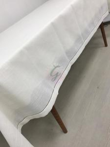 8 Kişilik Ajurlu Linen Masa Örtüsü
