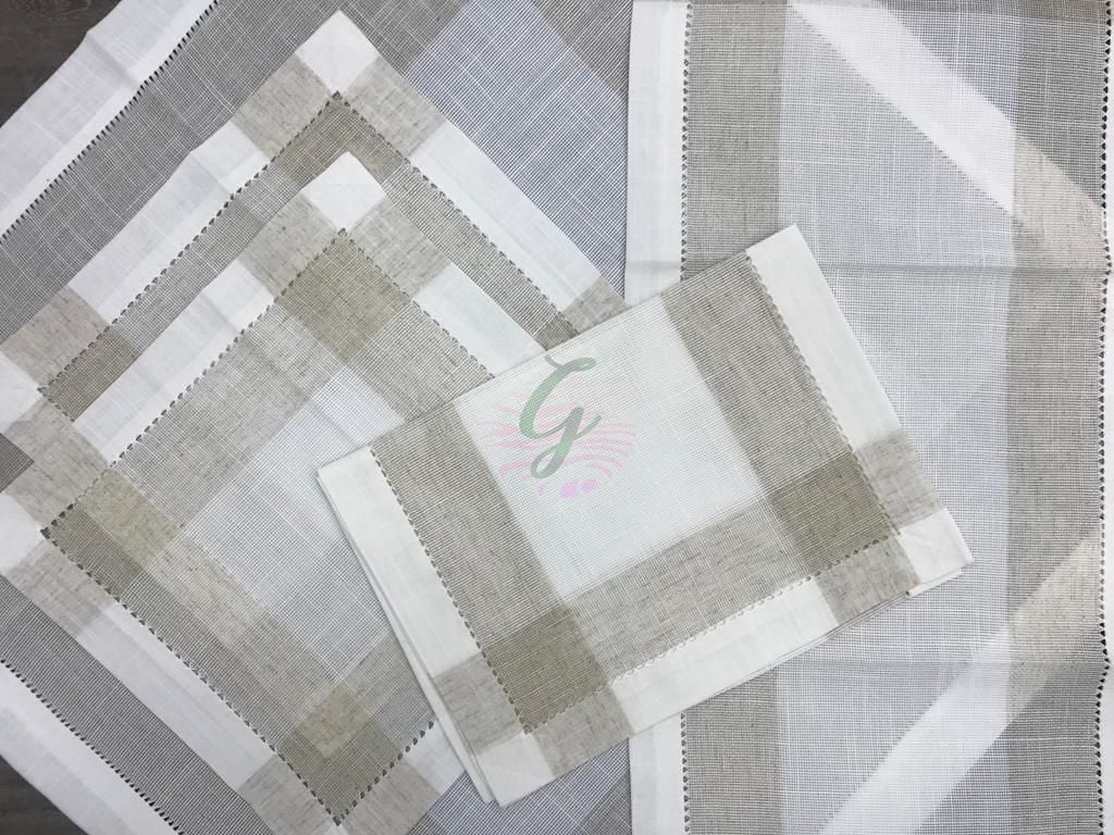 5 Parça Hazır Etamin Takımı-Kahve,Krem