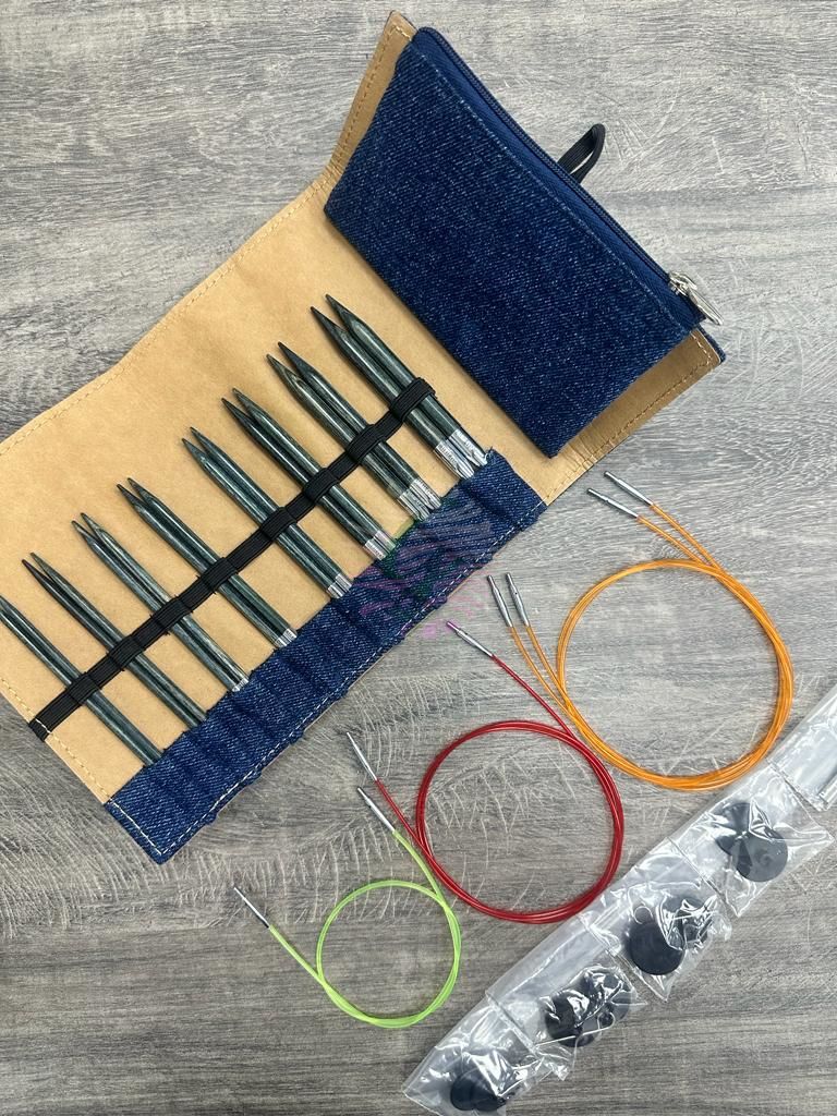 KnitPro Indıgo Wood Ahşap Değiştirilebilir Misinalı Değiştirilebilir Set 20643