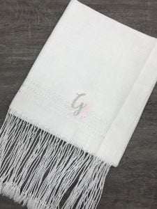 Ajurlu-Saçaklı Etamin Runner Kırık Beyaz